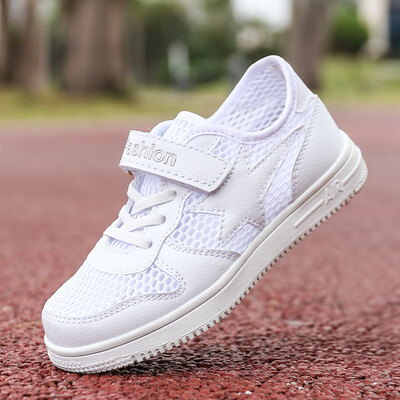 

2018 New Summer Kids Shoes Boys Girls Sneakers Fashion Breathable Sport Solid White Children Casual Shoes EU28-38