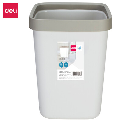 

Deli medium pressure ring square trash can without cover home office paper 10L gray 18820