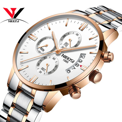 

2018 NIBOSI Gold Quartz Watch Top Brand Luxury Men Watches Fashion Man Wristwatches Stainless Steel Relogio Masculino Saatler