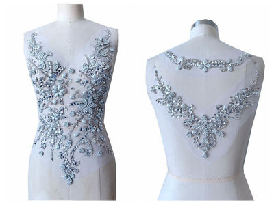 

ручная работа пошита на серебряных аксессуарах Rhinestones на сетчатых кристаллах с отделкой 50 * 30/30 * 20 см для платья назад и спереди