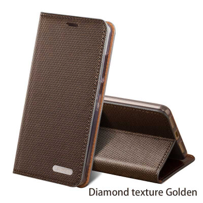 

Business style Genuine Leather flip Case For iPhone 6 7 8 Plus X Diamond texture 3 card slots phone cover