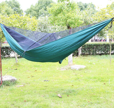 

Automatic speed double parachute deployment mosquito hammock 290140 with wind rope nail