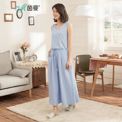 

INMAN 2018 summer new style temperament small fresh self-cultivation sleeveless vest dress long skirt 18821VP03750 pink blue XL