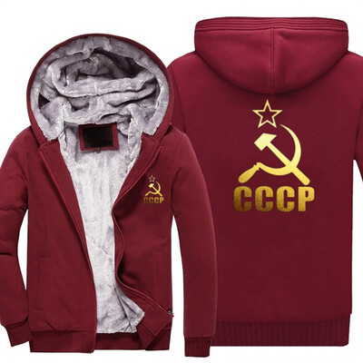 

2018 New Unique CCCP Russian Hoodies Men USSR Soviet Union Men Hoodie Moscow Russia Men Tops Thicken Zipper Plus size