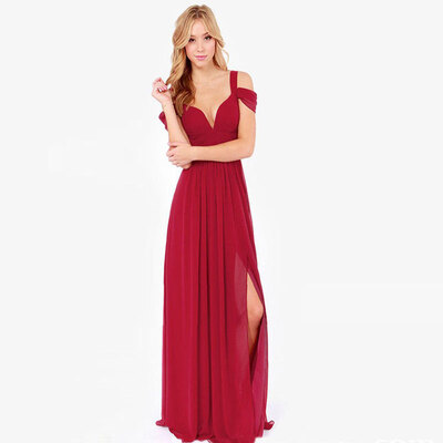

Lovaru ™New 2015 V-neck off-the-shoulder dress sexy party Fashion Gao Guichun color elegant dress dress