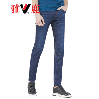 

Yalu jeans mens business casual comfort breathable straight long pants youth fashion Slim micro-spin straight trousers male BS-8550001 blue 36