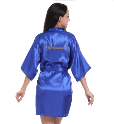 

Short Robe Bride Bridesmaid Silk Satin Kimono dressing Gown Sleepwear Bathrobe