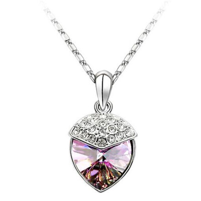 

High Quality Womens Heart Necklaces Jewelry 18KGP Austrian Crystal Rhinestone Necklace Pendant Exquisite Accessories 39