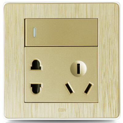 

Sidon (CDN) switch socket open double-controlled five-hole wall switch socket DJ-K012ES warranty 10 years 3D brushed gold sharp series