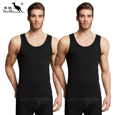 

Kangaroo DaiShu 2 pieces mens vest mens cotton casual sports tide mens vest bottoming shirt black black XL