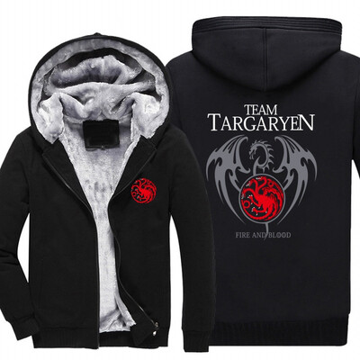 

2018 New Thickness Game of Thrones House Targaryen Jacket Sweatshirts Thicken Hoodie Zipper Coat USA size