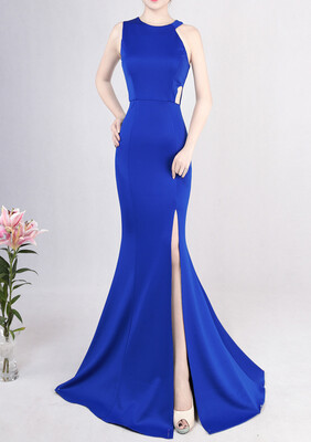 

Halter Fishtail Slim Wedding Party Evening Dress Female Split Skirt Sexy Temperament Dress