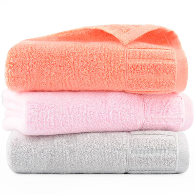 

Bamboo brocade towel set bamboo pulp fiber vertical satin file thickening adult wash large towel 3 strips 3476cm 135g strip gray powder orange