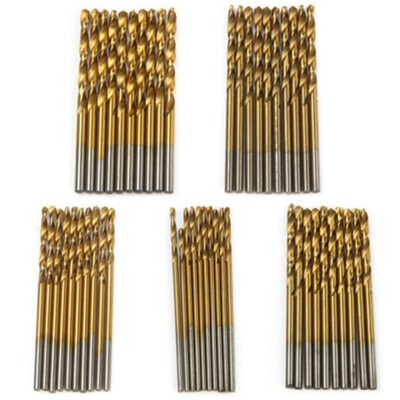 

High Speed Steel Ti-coated Straight Shank Twist Drill Bit Set for PCB Drilling - 50PCS