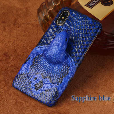 

Genuine Leather Phone Case For iPhone 8 Case Snake Head Rear cover Half-wrapped For For iPhone 6 6S 7 Plus X Back Cover