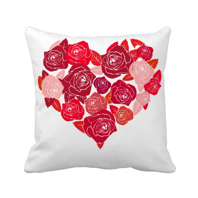 

Pink Heart Shaped Roses Valentines Day Square Throw Pillow Insert Cushion Cover Home Sofa Decor Gift