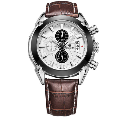 

MEGIR Оригинальные Мужские Кварцевые Часы Reloj Hombre Кожаные Деловые Часы Мужские Часы Хронограф Army Military Watch Sport Male
