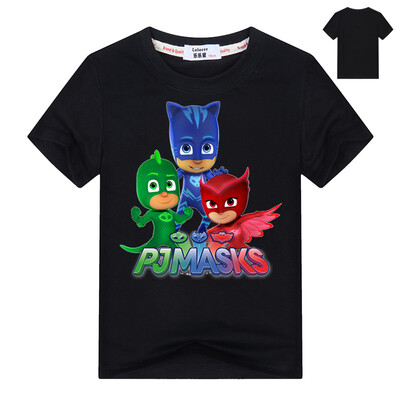 

Мультфильм Футболка PJ MASKS Футболка с коротким рукавом Детская одежда для девочек Детская одежда Мальчики Хлопок Летние тисы Дет