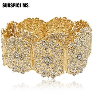 

Luxurious Women Gold-Color Rhinestone Belly Chains Belt Crystal-Studded Wide Waist Chain Adjustable Length Roman Wedding Jewelry