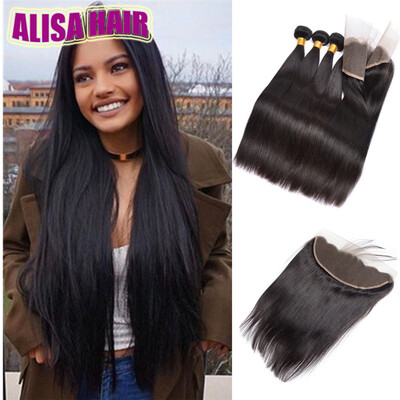 

13X4 Peruvian Full Lace Frontals With 4 BundlesSilk Straight Human Hair With Frontal7A Peruvian Virgin Hair With Lace Frontal Cl