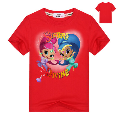 

2018 Shimmer And Shine T-Shirt для девочек Shimmer Shine Girls Tops Baby Girl Хлопок Тис Фиолетовые рубашки Футболки для девочек О