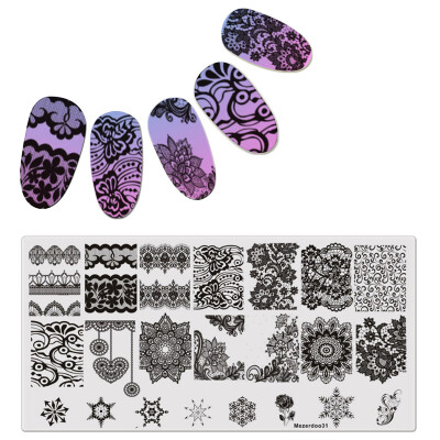 

1Pc Rectangle Stamping Plate Nail Art Stamp Template Lace Flower Design Image Plate 126cm Mezerdoo 31