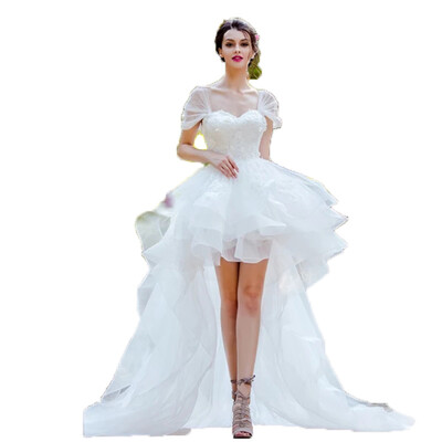 

Organza Pure White Sexy Short Before&After the Long Wedding Dress