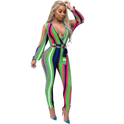 

2018 New Arrival Jumpsuit Women Summer Fashion Sexy V-neck Hollow Playsuits Elegant Lace-up Bodycon Bodysuit Mid-waist One Piece