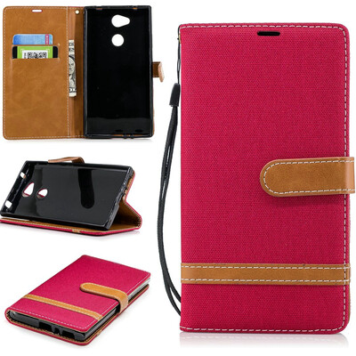 

BEFOSPEY Mixed Colors Denim PU LeatherSoft TPU Card Slot Stand Wallet Case For Sony Xperia L255"2018