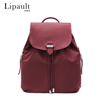 

Lipault backpack ladies casual fashion backpack solid color drawstring water-proof bag P6670002 purple sauce red