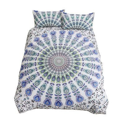 

iDouillet Bohemian White Peacock Mandala Bedding Set Includes 1 Duvet Cover 1or2 Pillowcases Reversible Color Design
