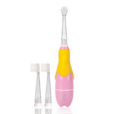 

MDB baby electric toothbrush 2-3-5 years old children Sonic vibration soft toothbrush with 2 replacement brush head pink