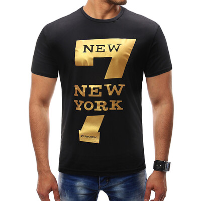 

Male 2018 Summer Short Sleeve New York Alphabet Print Shirt O-Neck Slim Men T-Shirt Tops Fashion Mens Tee Shirt T Shirts