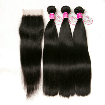 

CLAROLAIR Hair 3pcs Straight 7A Grade Virgin Unprocessed Human Hair Human Hair Closure With Part Brazilian Hair Bundles With Closu