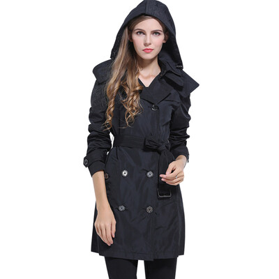

BURDULLY Fashion Female Autumn Casual Long Trench Coat Hooded Outerwear Winter High Quality Large Size Trench Women 201 New