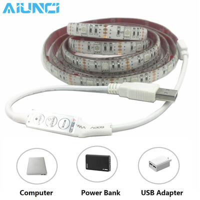 

5 В USB Светодиодные ленты 5050 RGB 50 см 1 м 2 м ТВ Задний план Освещение клей Клейкие ленты ip20/ip65 водонепроницаемый 30 свето
