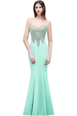 

Royal Blue Mermaid Bridesmaid Dresses ｜ Half Sleeves Prom Evening Dresses
