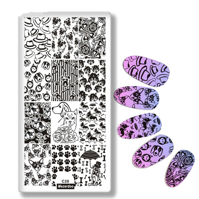

Lovely Puppy Bone Style Image Printing Plate Wolf Umbrella Design Nail Polish Stencil for Manicure Nail Art Decoration Tool C28