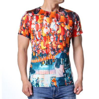 

Mens O-neck Comics Print Pullover T-Shirts