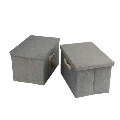 

EDO folding imitation linen storage box fabric covered wardrobe storage box clothes storage box medium 2 Pack