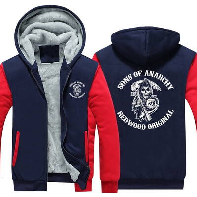 

2018 New Sons Anarchy Winter Jackets&Coats film hoodie Hooded Thick Zipper Men cardigan Sweatshirt Hoodies Thick Fleece Coat