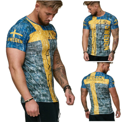 

Summer Mens Short Sleeve Printed T Shirt Sport Casual Pullvoers