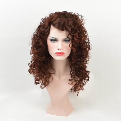 

QianBaiHui Synthetic Lace Front Wig Afro Kinky Curly Wigs Brown Heat Resistant Hair for Black Women