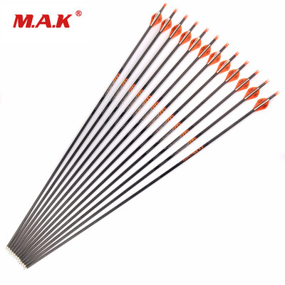 

12 pcs Spine 350 Pure Carbon Arrows Length 30 Inches Outer Diameter 76mm Outer-type Tips for Compound Bow Archery Hunting