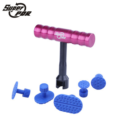 

Super PDR Dent Puller Kit Paintless Dent Repair Tools 1 pcs red small T-Bar glue puller with 5 pcs glue tabs car dent removal