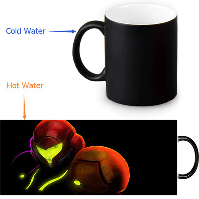 

Metroid 350ml / 12oz Heat Reveal Mug Color Change Чашка кофе Чувствительные морфинг-кружки Волшебная чашка для чайных чашек