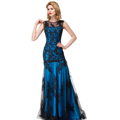 

Elegant Lace Mermaid Prom Dresses Long Appliques Evening Gown