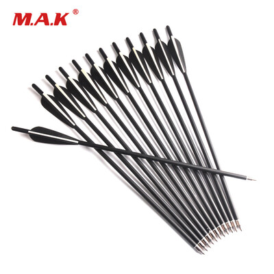 

12 pcs Carbon Crossbow Arrow 17 Inches 2 Black 1 White Feather Diameter 88 mm for Archery Bow Hunting Shooting