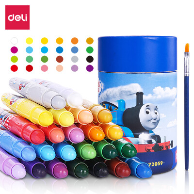 

Deli Deli Thomas series students 24 color cartridges washable rotating oil pastels colorful sticks children Crayons 72059