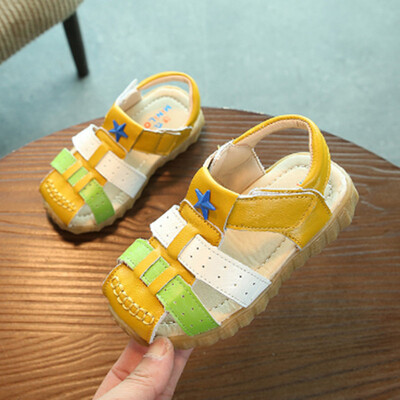 

Kids Shoes Summer Boys Sandals 2018 New Fashion PU Leather Boys Shoes Closed Toe Soft Non-slip Children Casual Beach Shoes